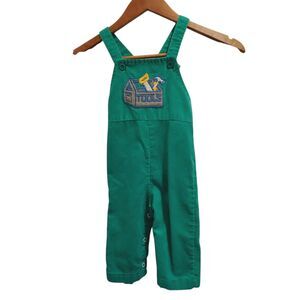 Vintage Health Tex Kids Boy Green Overalls Size 12 mos Tools embroidery corduroy
